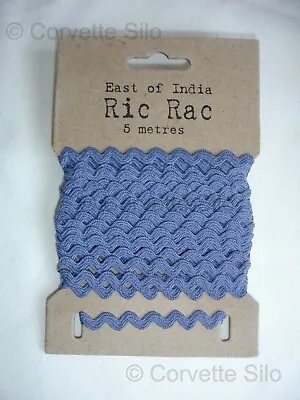 East Of India Ric Rac ~ Ribbon ~ Sewing ~ Craft ~ Blue ~ Cardmaking ~ Gift ~ 5m • £2.95