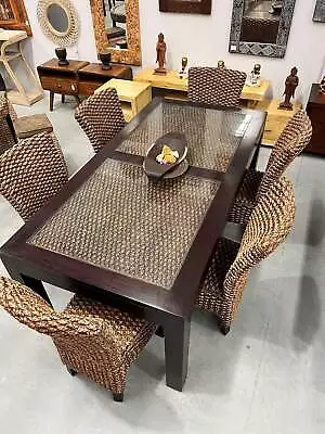 Water Hyacinth Mahogany 8 Seater Dining Table • $3145.99