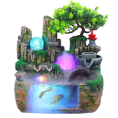 Tabletop Rockery Fountain Waterfall Bonsai Home Atomizing Humidifier Decoration • $47