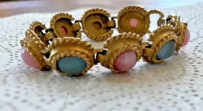 Sara Coventry Bracelet Pink Blue Link Cabochon Pastel Reflections 1962 Costume • $29.99