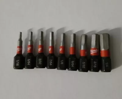 9x New Milwaukee Shockwave SAE Hex 1  Impact Driver Bits 1/16  - 1/4  • $10.49