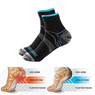 Compression Socks Ankle Support Sleeves Brace Foot Pain Relief Plantar Fasciitis • $5.95