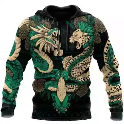 Mexican Aztec Quetzalcoatl Tezcatlipoca 3D HOODIE Best Price Halloween Gift • $26.58