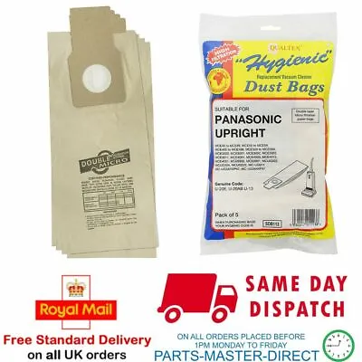 FITS PANASONIC U20E UPRIGHT VACUUM CLEANER HOOVER DUST BAGS X 5 AMC8F96W2000 • £5.99