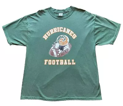 Jerzees Miami Hurricanes Football T Shirt Mens XL Vtg 2000s Green Short Sleeve  • $17.95