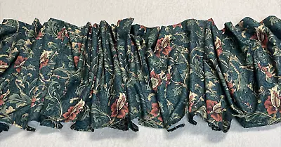 Vintage Valance Curtain Green Floral 20x102  Fits Windows 60 To 77  • $30.74
