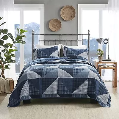 Woolrich Winter Hills Reversible Quilt Set - Cottage Styling Reversed To Solid C • $167.76