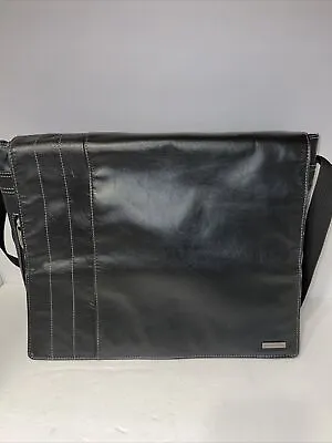 Franklin Covey Black Leather Briefcase Laptop Bag Carry On Luggage Career Work • $24.99