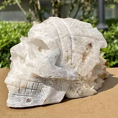 3.85LB Natural Crystal Cluster Quartz Mineral Specimen Hand Carved Skull • $6.50