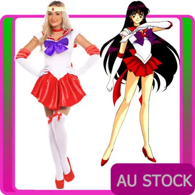 $32.78 • Buy Ladies Sailor Moon Mars Costume Red Anime Cosplay Japanese Cartoon Fancy Dress