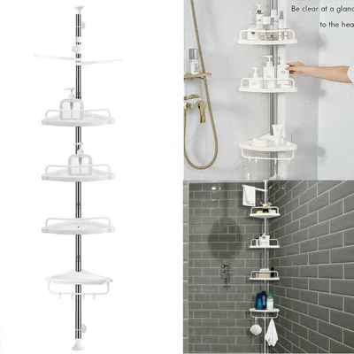 £14.59 • Buy 4 Tier Telescopic Bathroom Wall Corner Shelf Rack Shower Caddy Storage Organizer