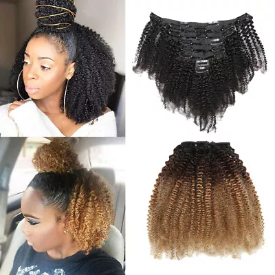 Afro Kinky Curly Clip Ins Hair Extensions Ombre Curly Hair Wefts 4B 4C Full Head • $39.99