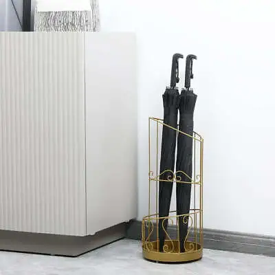 $67.99 • Buy Vintage Brass Tone Metal Freestanding Umbrella Holder Stand W/ Scrollwork Design