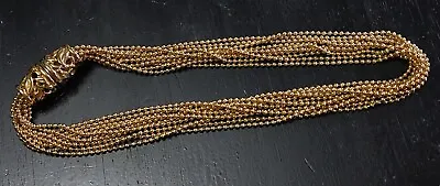 Vintage NAPIER Necklace Gripper Snap Closure/Multi Strand Bead/Gold Tone Fashion • $58.95