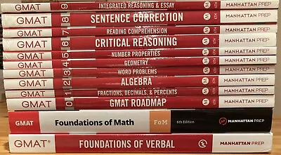 Lot Of 12 Manhattan Prep GMAT Strategy Guides 0-9 Math Verbal Books Complete Set • $75
