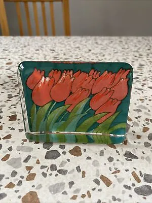 Iittala Finland Heljä Liukko Sundström Red Tulips Glass Card Paperweight Sticker • £49.99