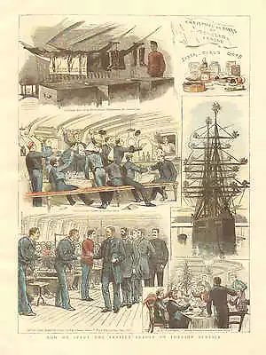 Royal Navy Christmas Aboard A Man O War Foreign Service Vintage 1887 Print • $25.20