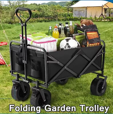 Foldable Collapsible Camping Outdoor Garden Trolley Cart Wagon Truck Wheelbarrow • £6.88