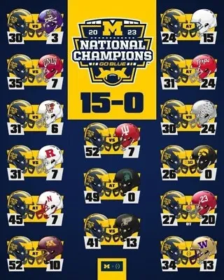 MICHIGAN WOLVERINES 2023 National Champions Schedule Glossy 8 X 10 Photo Poster • $6.99