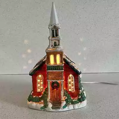 Mervyn's Village Square Church With Tall Steeple Lighted Building 1991 Christmas • $80