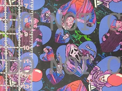 100% Cotton Woven Fabric Valentine Hearts Horror Movie By The 1/4 Yard 9x56 V2 • $5.49