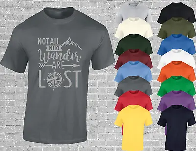 Not All Who Wander Are Lost Mens T Shirt Walking Camper Van Hiker Gift Idea Top • £7.99
