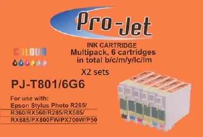 £18.99 • Buy 12 Projet Ink 2 Sets Fits Epson PX720 P50 R360 R265 PX660 R360 RX560 PX710