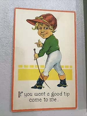 “If You Want A Good Tip Come To Me” Horse Race Jockey Comical Postcard Post Card • £9.49