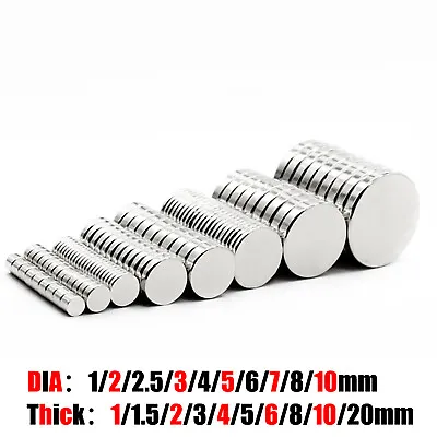 Neodymium Magnets N52 Super Strong Disc Rare Earth Craft Hobby Disk 1-10mm Dia. • $4.02