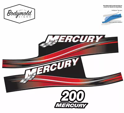  Mercury 2017 Outboard Decals 2 Stroke 200HP RED Set • $62.99