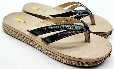 Volatile Shoes Womens Size 9 Espadrille Flip Flop Sandals Black Slip Ons  • $17.49