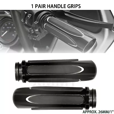 Black Cut 1  Electronic Throttle Hand Grips For Harley Dyna Softail 16-up FLSTN • $23.98