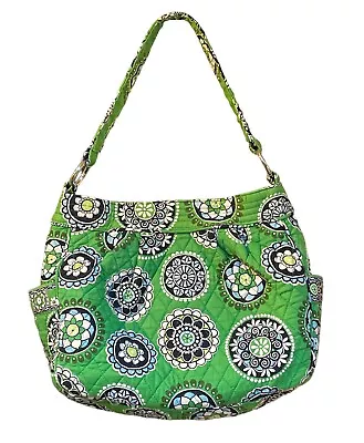 Vera Bradley Cupcake Green Shoulder Handbag Quilted Cotton Travel Purse Y2K • $27