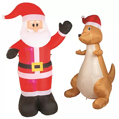 $69 • Buy Inflatable 2.4m Waving Santa / 1.8m Kangaroo Outdoor Christmas Light LED Display