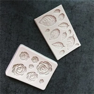 Silicone Molding Molds Rose Green Leaf Silica Gel Flower Candle Mold Decoration • $10.68