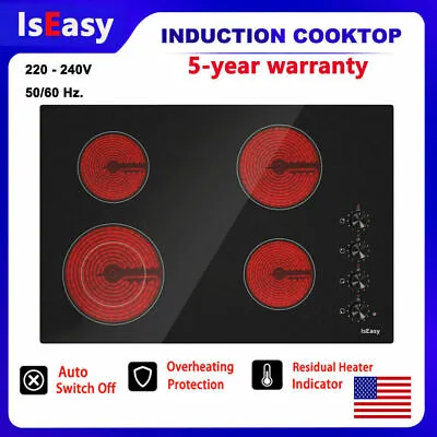 30''Built-in Electric Ceramic Cooktop Stove Top 4 Burner Timer Knob Control US • $193.99