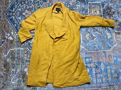 Tahari Mustard Yellow Boiled Wool Blend Open Front Jacket Coat Size Large • $27.99