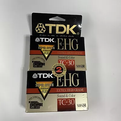 TDK E-HG TC-30 Video Camcorder Cassette Tapes 2 Pack Super Avilyn 30 Min. D6 • $12