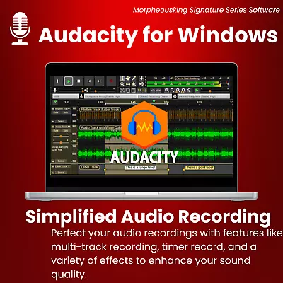 Audacity Professional 2023 Audio & Music Editing Recording Software Windows • $17.99