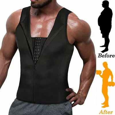 Mens Neoprene Sauna Thermo Sweat Body Shaper Waist Trainer Burn Fat Corset Vest • £12.99