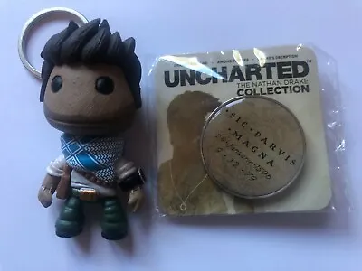 Uncharted The Nathan Drake Collection Sackboy Keyring Figure +Pin Badges PS4/PS3 • £29.99