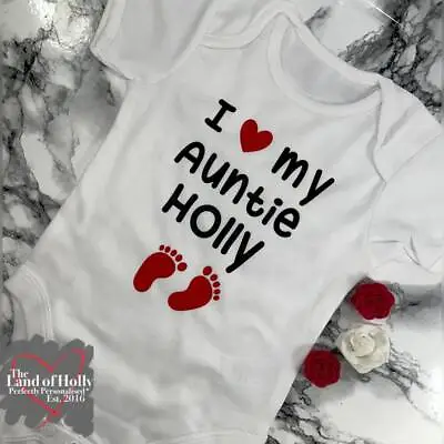 I Love My Auntie Uncle Nanna Grandad Mammy Daddy Baby Vest Babygrow Gift • £10