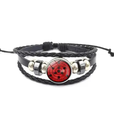 Anime Manga Sharingan Leather Bracelet Black Adjustable • $13.03