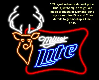 Custom Miller Lite Deer Sign High Life Neon Light Sign Lamp Bar Beer Wall Decor • $13