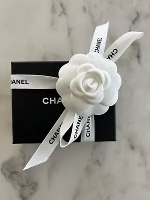 CHANEL Necklace Jewelry Box W/ Black Velvet Liner Camellia And Ribbon Small Set • £48.20