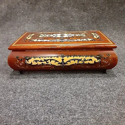 Vintage Wood Music Box Sanyo Dr. Zhivago Velvet Lined 8 X 2.5 Works • $25