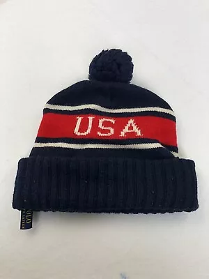 Polo Ralph Lauren Men's Women's USA Knit Hat Beanie Pom USA OS Adult Blue Red • $21.99