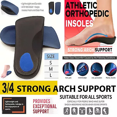 Shoe Insoles Size Arch Support Orthotic Plantar Fasciitis Women Men Flat Feet UK • £4.15