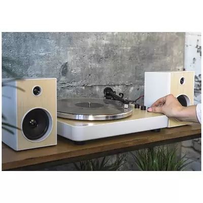 Crosley Aluminum Platted T170 Turntable Shelf System White With Stereo Speakers • $359.90