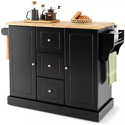 Mobile Kitchen Island Cart Storage Cabinet Large Buffet Sideboard Hidden Wheels • $395.95